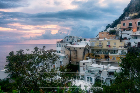 Positano Old Houses at Sunset